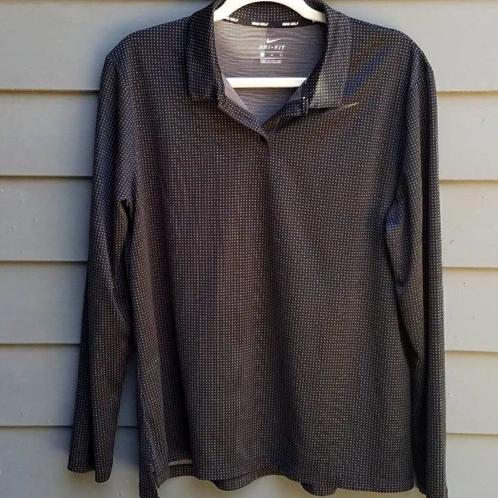 Nike Golf Dry Fit Black/White Long Sleeve Shirt Size XL